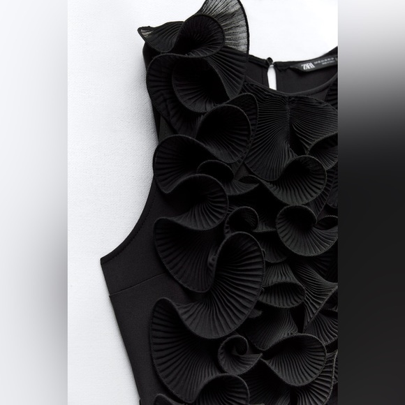 Zara jumpsuit ruffled wide streight leg tied in waist coctail party night out - Picture 8 of 11